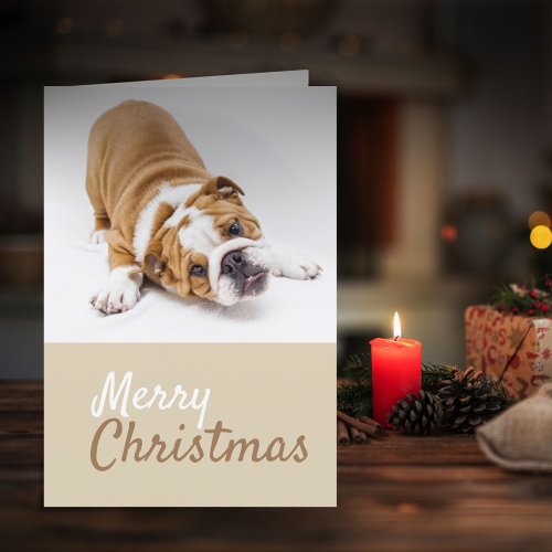 English Bulldog Puppy Photo Christmas Custom Holiday Card