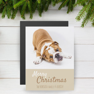 English Bulldog Puppy Photo Christmas Magnet Card