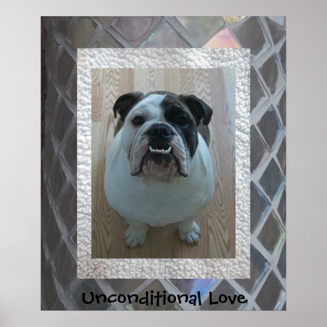 English Bulldog Puppy Poster "Unconditional Love" (Front)