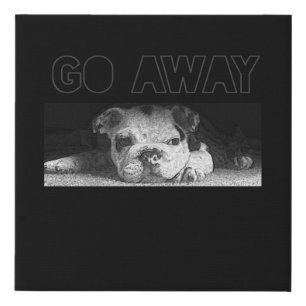 English Bulldog Puppy Social Distancing Go Away Faux Canvas Print