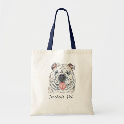 English Bulldog Realistic Funny  Illustration Tote Bag