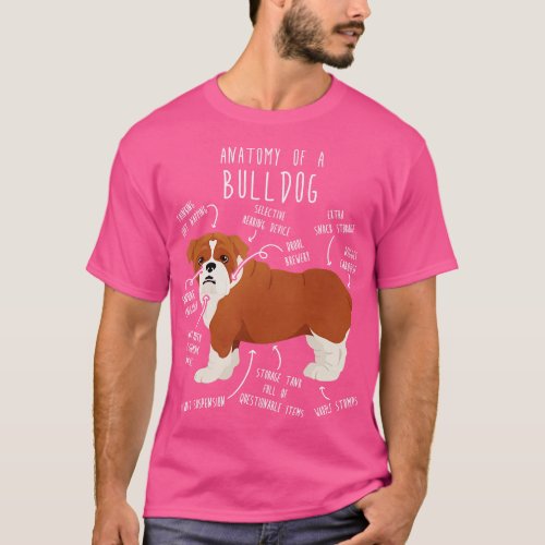 English Bulldog Red and White Dog Anatomy 1 T_Shirt