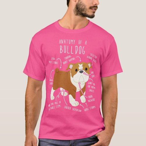 English Bulldog Red and White Dog Anatomy T_Shirt