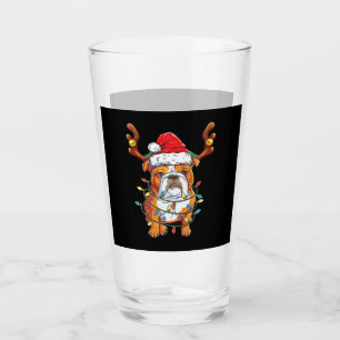 English Bulldog Reindeer Funny Christmas Essential Glass