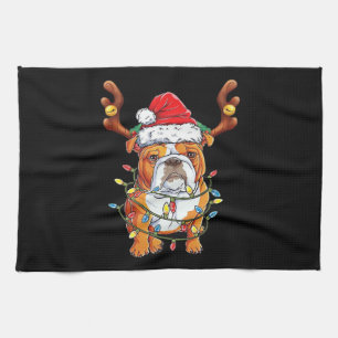 English Bulldog Reindeer Funny Christmas Essential Kitchen Towel