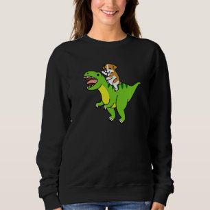English Bulldog Riding Rex Dinosaur Dog Sweatshirt
