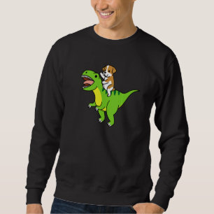 English Bulldog Riding Rex Dinosaur Dog Sweatshirt