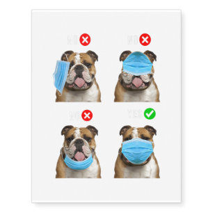 English Bulldog Right Wear Face Mask Tank Top Temporary Tattoos