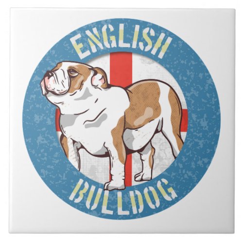 English Bulldog Saint Georges Cross Ceramic Tile