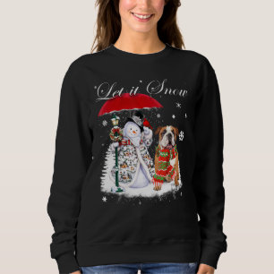 English Bulldog Santa Dog Christmas Snowman Xmas P Sweatshirt