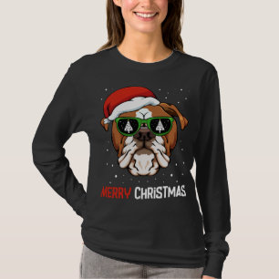 English Bulldog Santa Hat Christmas Pajama Dog X-M T-Shirt