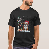 English Bulldog Santa Hat Festive Tree Light Xmas 