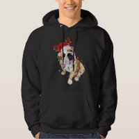 English Bulldog Santa Hat Reindeer Christmas Light