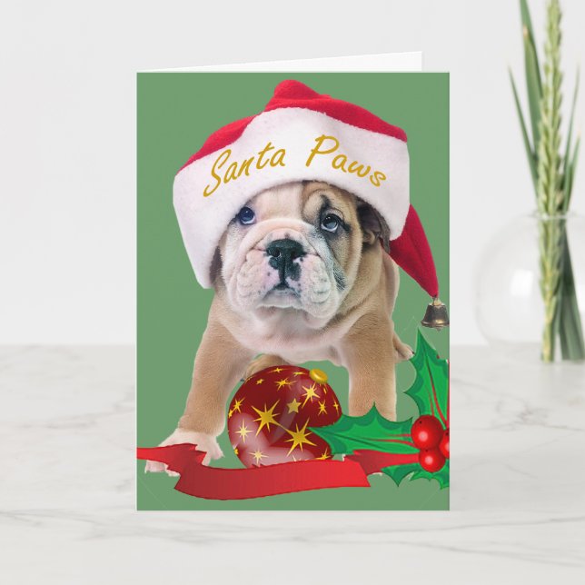 English Bulldog Santa Paws Cards (Front)