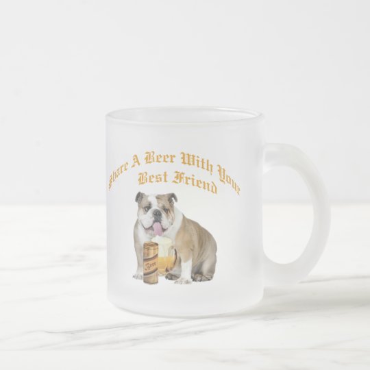 English Bulldog Shares Beer Frosted Glass Coffee Mug
