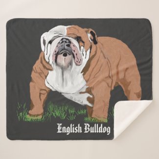 English Bulldog Sherpa Blanket
