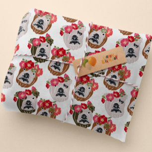 English Bulldog Silhouette Cartoon Head Wrapping Paper