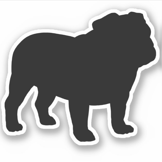 English Bulldog Silhouette Cool Dog Vinyl Sticker | Zazzle