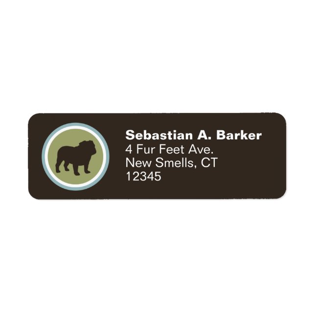 English Bulldog Silhouette | Dog Breed Address Label (Front)