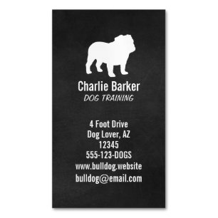 English Bulldog Silhouette Dog Breed Pet Care Magnetic Business Card