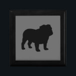 English Bulldog Silhouette on Grey (Customizable) Jewelry Box<br><div class="desc"></div>