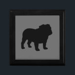 English Bulldog Silhouette on Grey (Customizable) Jewelry Box<br><div class="desc"></div>
