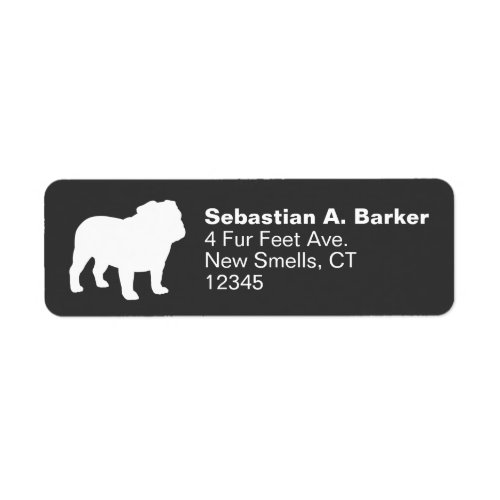 English Bulldog Silhouette Return Address Cool Dog Label