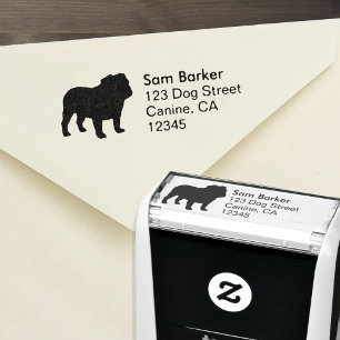 English Bulldog Silhouette Return Address Self-inking Stamp