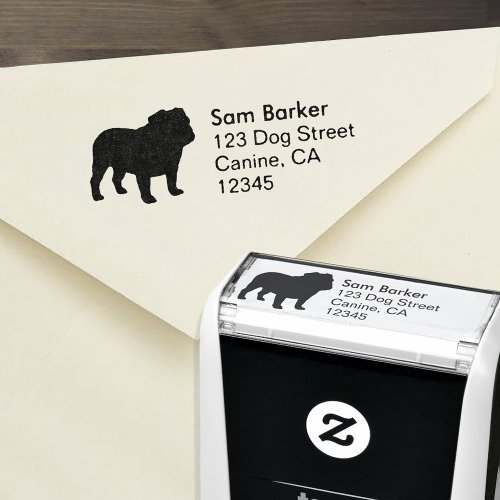 English Bulldog Silhouette Return Address Self_inking Stamp