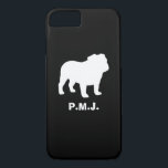 English Bulldog Silhouette with Custom Text iPhone 8/7 Case<br><div class="desc">Shop the entire selection of Dog Lover Designs at Jenn&#39;s Doodle World .</div>