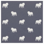 English Bulldog Silhouettes Pattern Midnight Blue Fabric