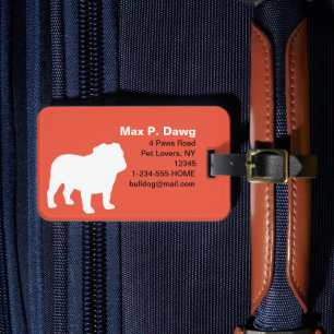 English Bulldog Silhouettes with Custom Text Luggage Tag