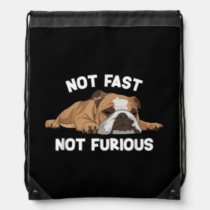 English Bulldog Sleeping Not Fast Not Furious Funn Drawstring Bag