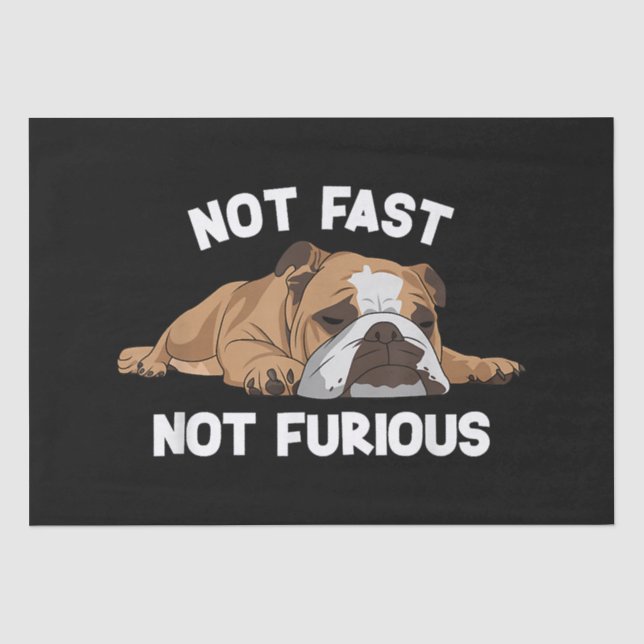 English Bulldog Sleeping Not Fast Not Furious Funn Tissue Paper (Front)