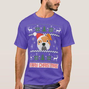 English Bulldog Snow Christmas Santa Ugly T-Shirt