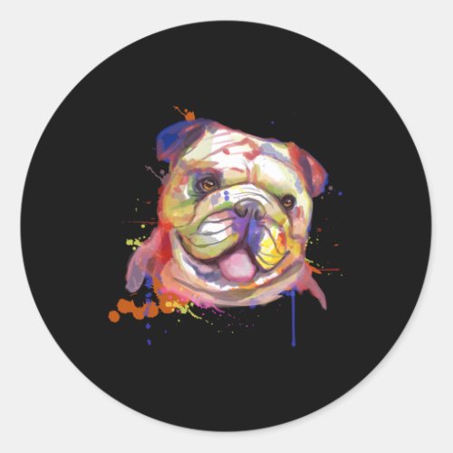 English Bulldog Splash Classic Round Sticker