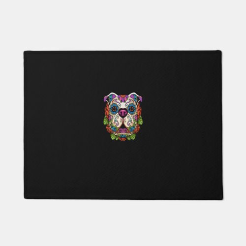 English Bulldog Sugar Skull Dog Calavera Dia De Lo Doormat