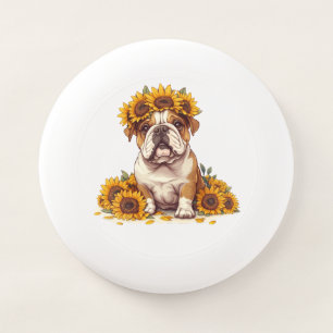 English Bulldog Sunflower Crown Wham-O Frisbee