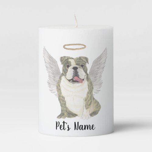 English Bulldog Sympathy Memorial Pillar Candle