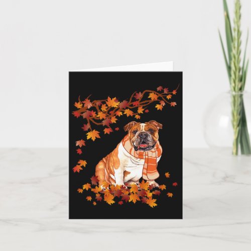 English Bulldog Thanksgiving Autumn Dog Lover Gift Card