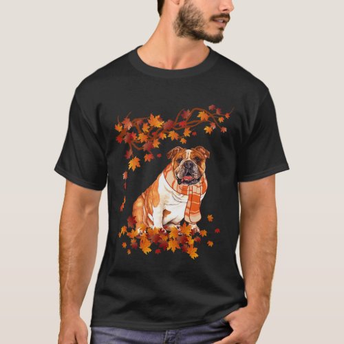 English Bulldog Thanksgiving Autumn Dog Lover Gift T_Shirt