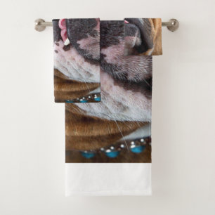 English Bulldog  Throw Pillow Bath Towel Set