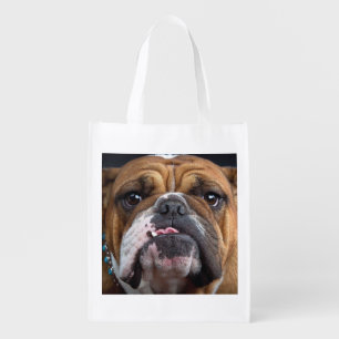English Bulldog Throw Pillow Grocery Bag