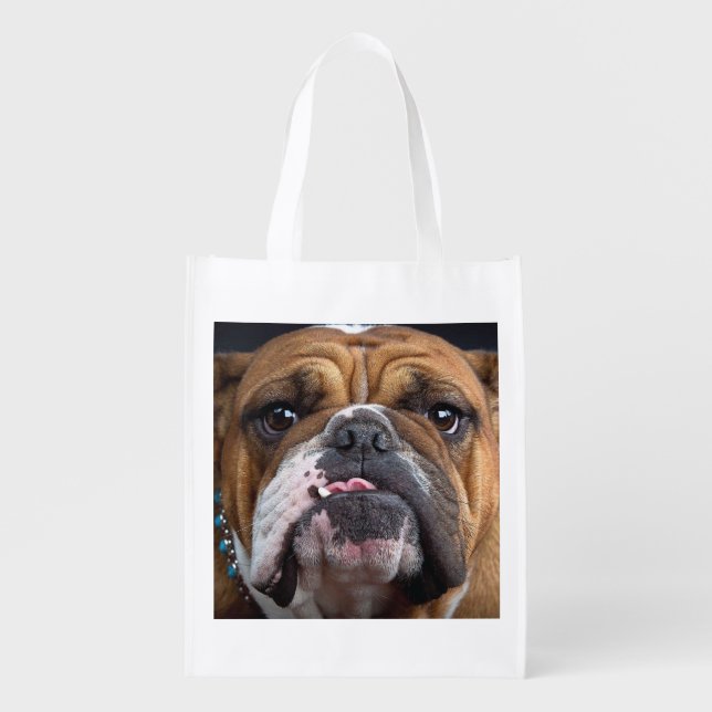 English Bulldog  Throw Pillow Grocery Bag (Front)