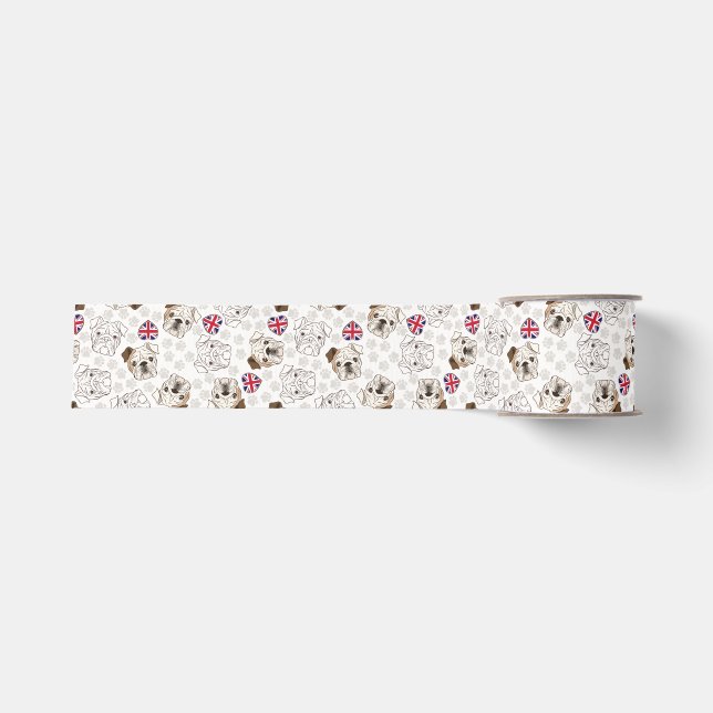 English Bulldog & Union Jack Grosgrain Ribbon (Front)