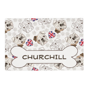 English Bulldog & Union Jacks Pet Bowl Mat