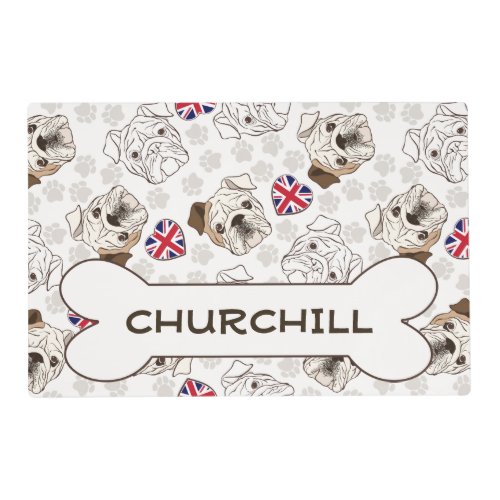 English Bulldog  Union Jacks Pet Bowl Mat