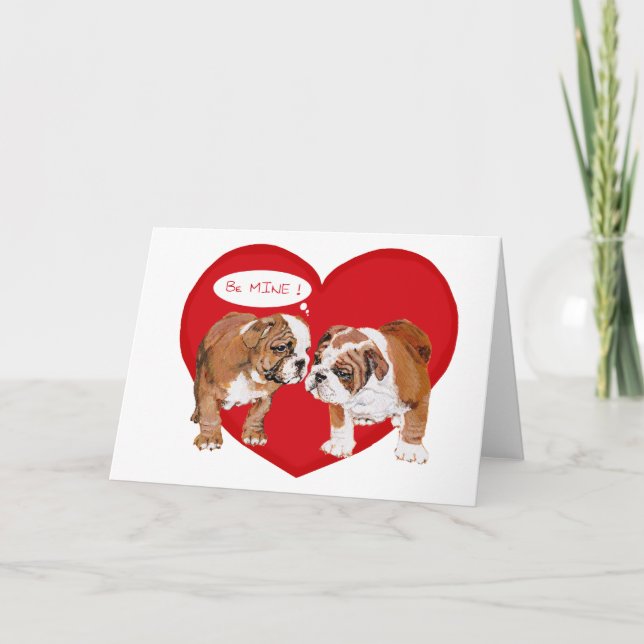 English Bulldog Valentine Holiday Card (Front)