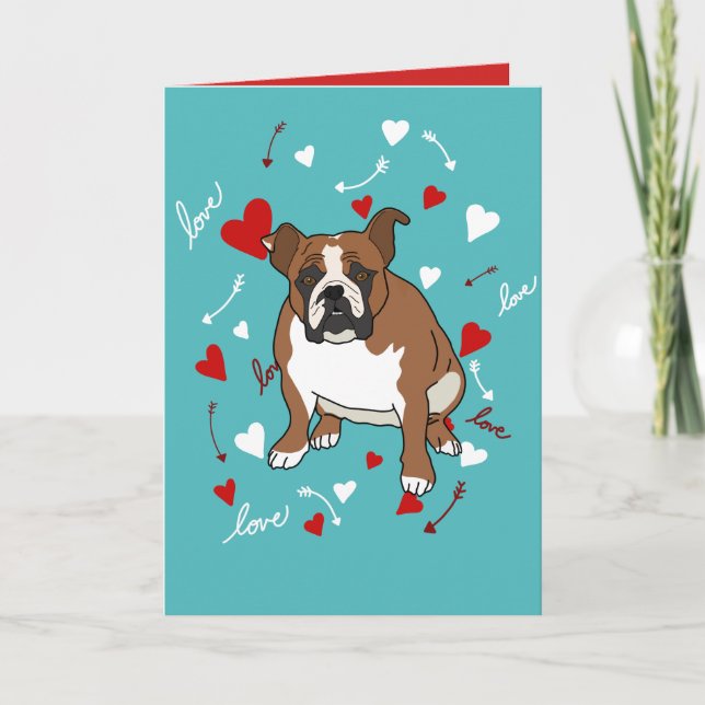 English Bulldog Valentines Day   Holiday Card (Front)