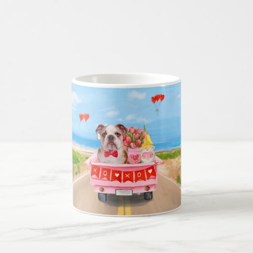 English Bulldog Valentines Day Truck Hearts Coffee Mug